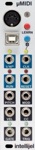 Intellijel µMIDI Eurorack module faceplate with annotated controls